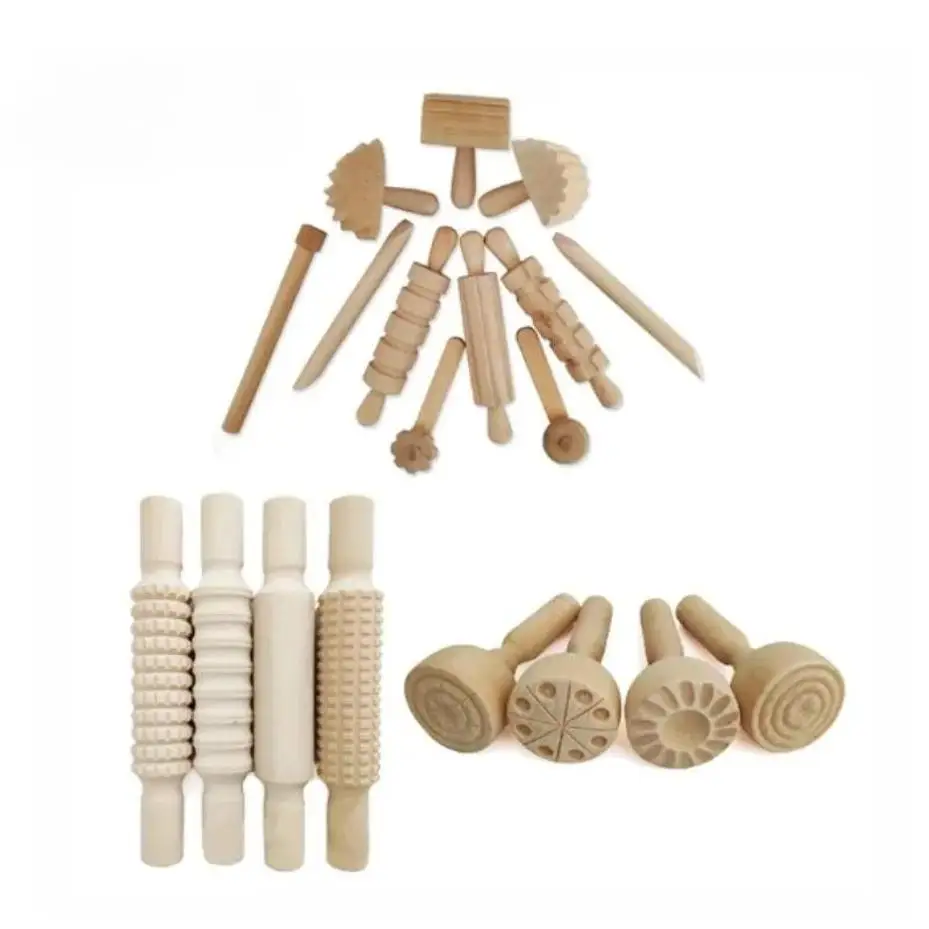 Kids DIY Slime Plastic Mold Soft Clay High Grade Wooden Tools Plasticine Supplies Slime Paly Dough Educational Toys For Children