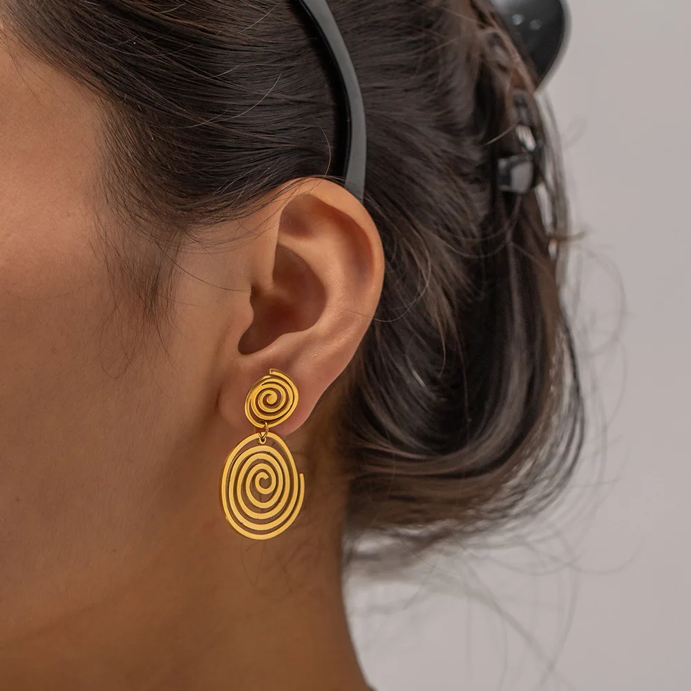 

Stainless Steel PVD 18K Gold Plated Tarnish Twist Drop Earrings For Woman Jewelry Wholesale Summer Trendy