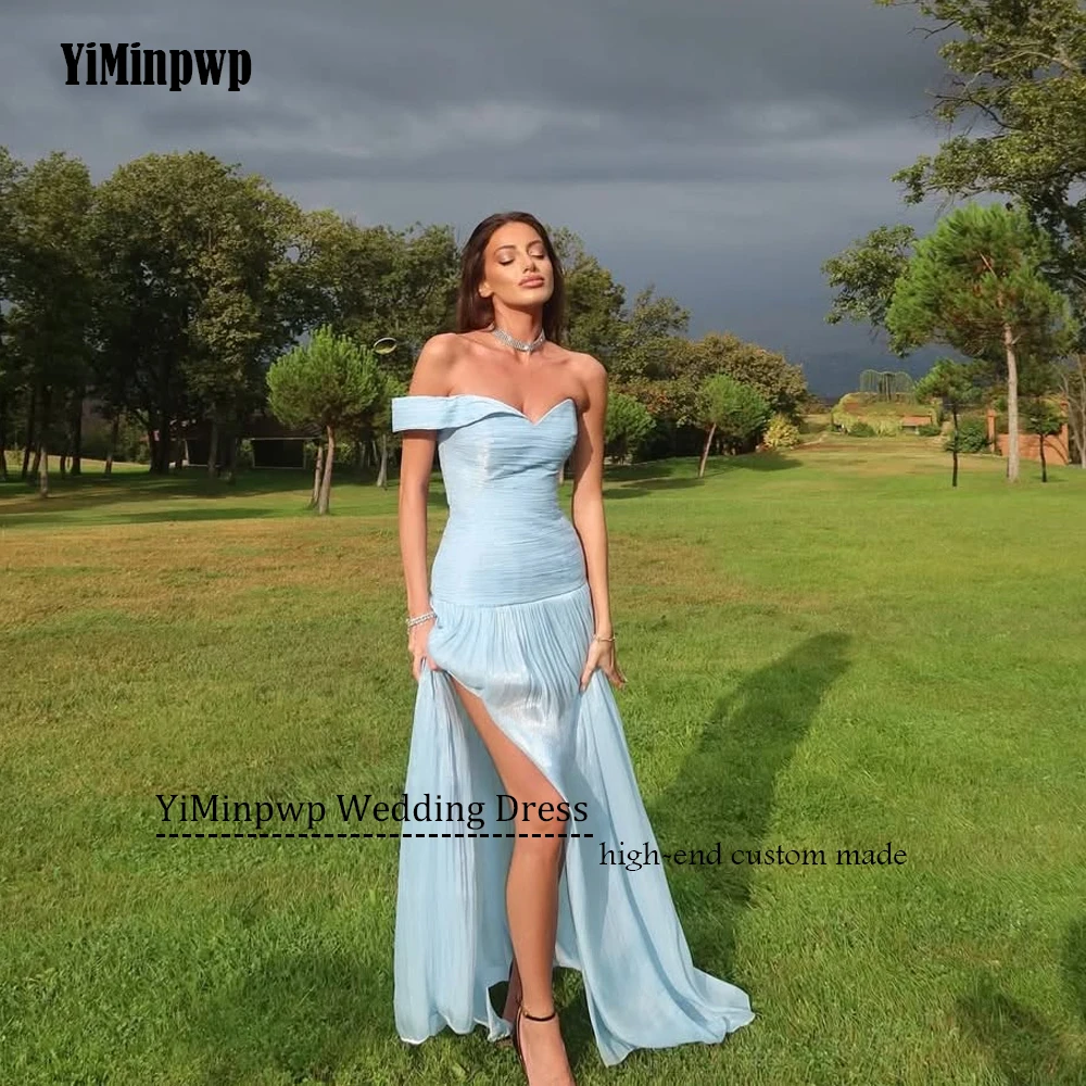 Vestidos de fiesta divididos elegantes, vestidos de noche largos plisados de sirena, vestidos de fiesta formales para mujer, sin tirantes, sin mangas, personalizados