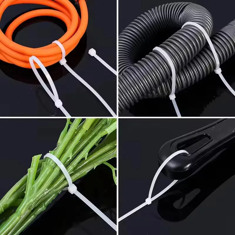 100 PCS Self-locking Plastic Nylon Tie Black Fastening Strap Cable-Tie-Set Cable Zip Tie Fastening Ring Zip Wraps Strap Tie