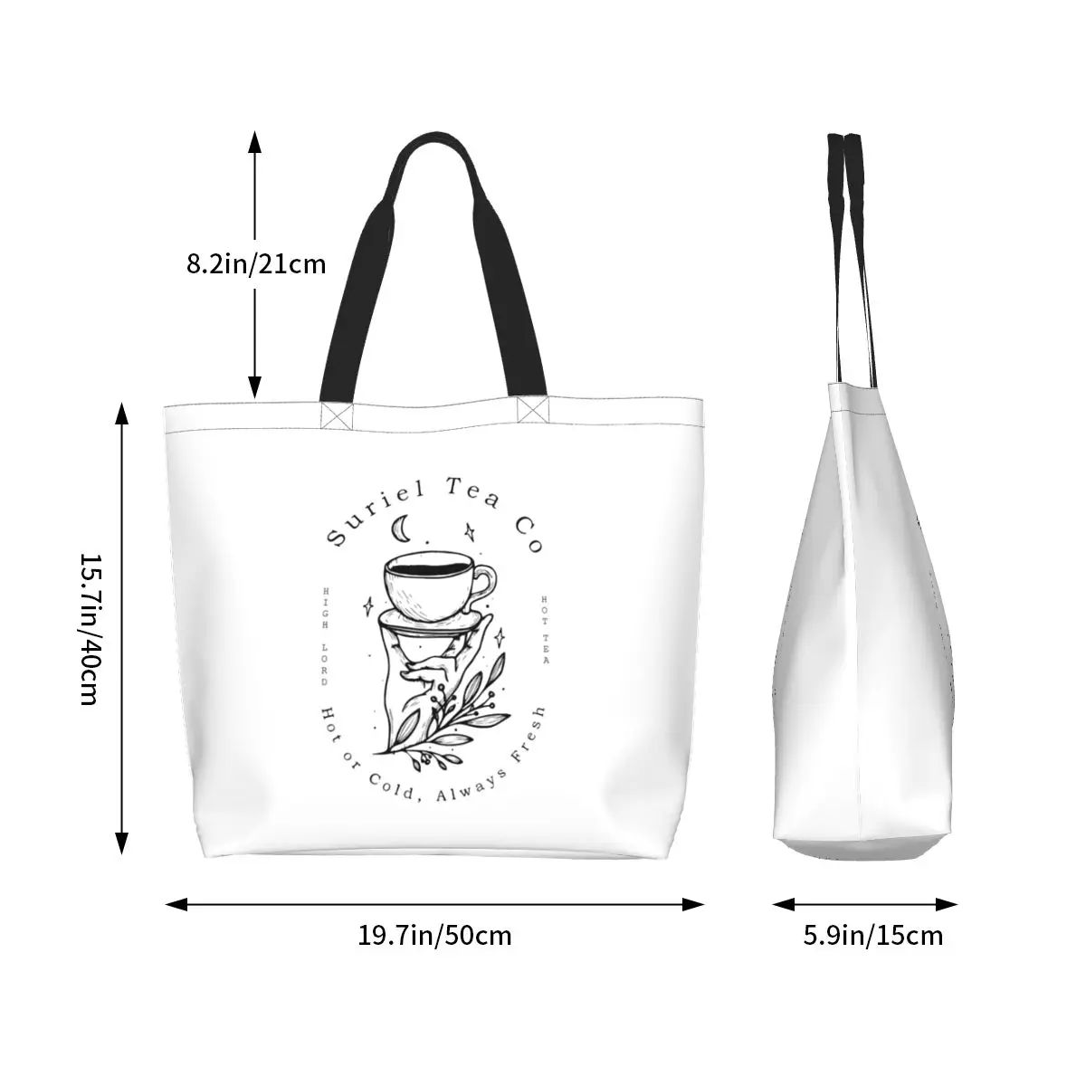 ACOTAR Suriel Tea Co Shopping Tote Bag Canvas Large Capacity Shoulder Bags Shopper Grocery Handbag for Women