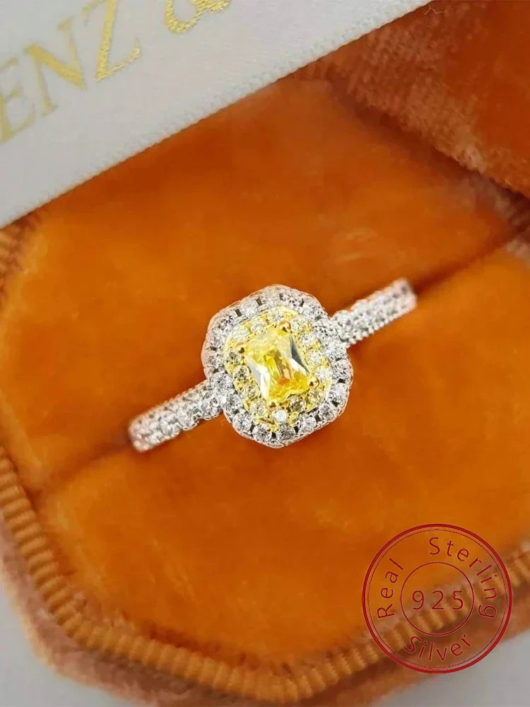 

925 Sterling Silve Personalized Delicate Fashion Sweet Square Zircon Ring For Women Anniversary Luxury High Quality Fine Jewelry