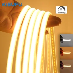 Dimmable COB Neon Strip Light Super Bright 220V Switch/Dimmer Power Kit 288LED Waterproof Strip White/Warm/Natural Outdoor Decor