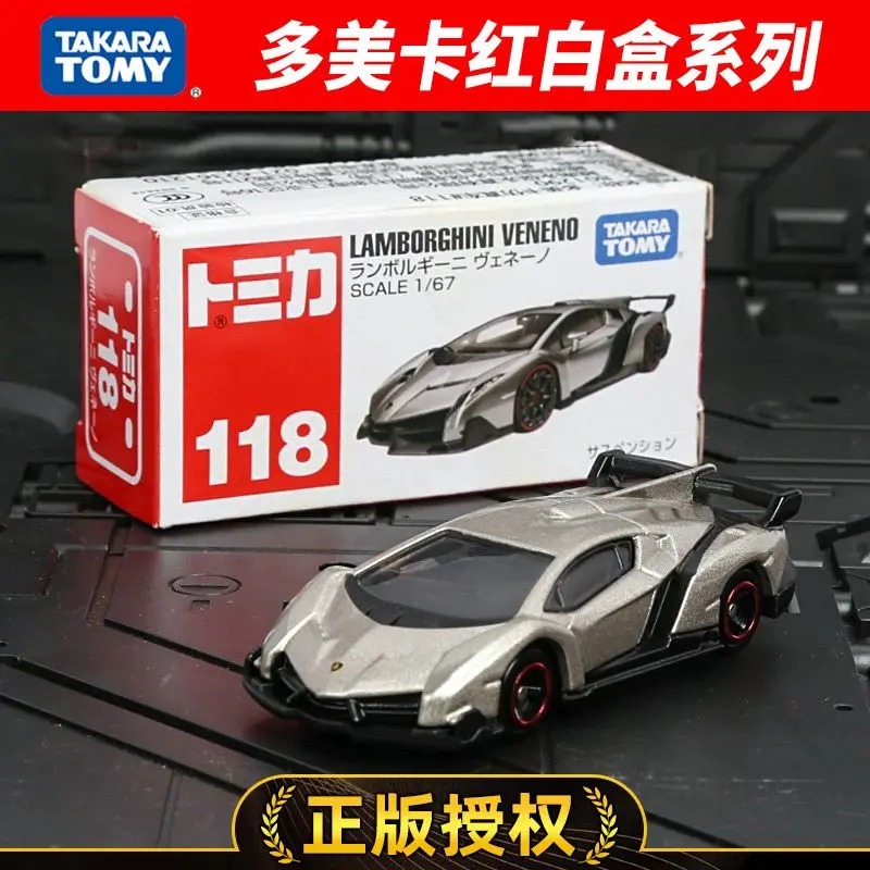 

TAKARA TOMY Diecast Car Lamborghini Veneno Red White Box Alloy Model Toy for Boys