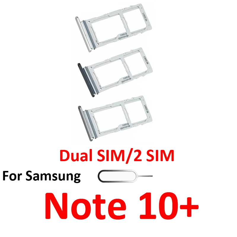 For Samsung Galaxy Note 10+ 10 Plus N975 N976 Phone SIM Card Tray Micro SD Chip Slot Holder Pocket Parts Single Dual SIM Black image 5