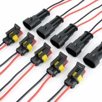 2-pins connector Waterdichte connector Mannelijke en vrouwelijke manier 20AWG-draad Geschikt voor auto Vrachtwagen Boot Andere draadaansluiting 5 paar