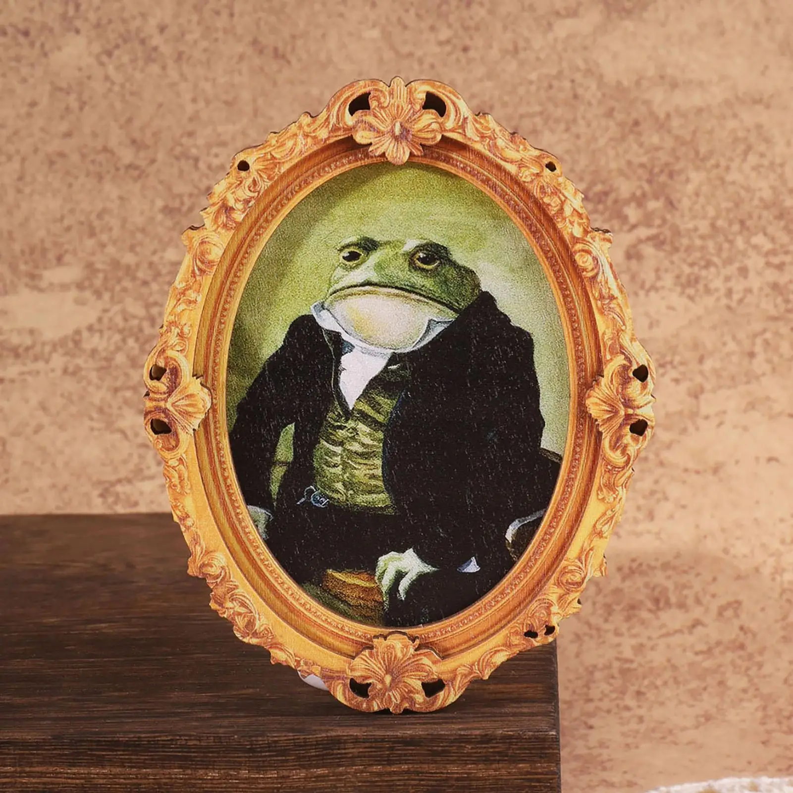 Lustiger Frosch-Magnet, Retro-Holz, ovaler Rahmen, Kühlschrank-Dekoration, Kühlschrankaufkleber, Schrank, Schließfach, magnetische Aufkleber, kreatives Geschenk – Detail 1
