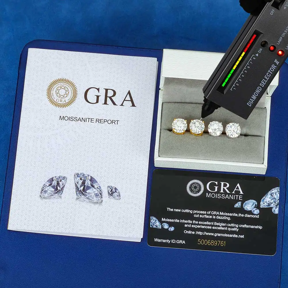 

Оптовые серьги-гвоздики ESKEEM с муассанитом 8 мм, из стерлингового серебра S925, с застежкой-пушбэк, VVS, позолота 18K, подарок для мужчин