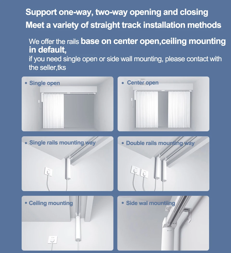 7.5M long Customizable Super Quiet CurtainTrack For dooya motor T10/DT82 Tuya wifi Zigbee motor Electric Curtain rails system