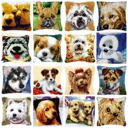 Animal Series Latch Hook Rug Kits Dogs 3D Segment Embroidery Pillow Wool Cross Stitch Carpet Embroidery DIY Latch Hook Pillow