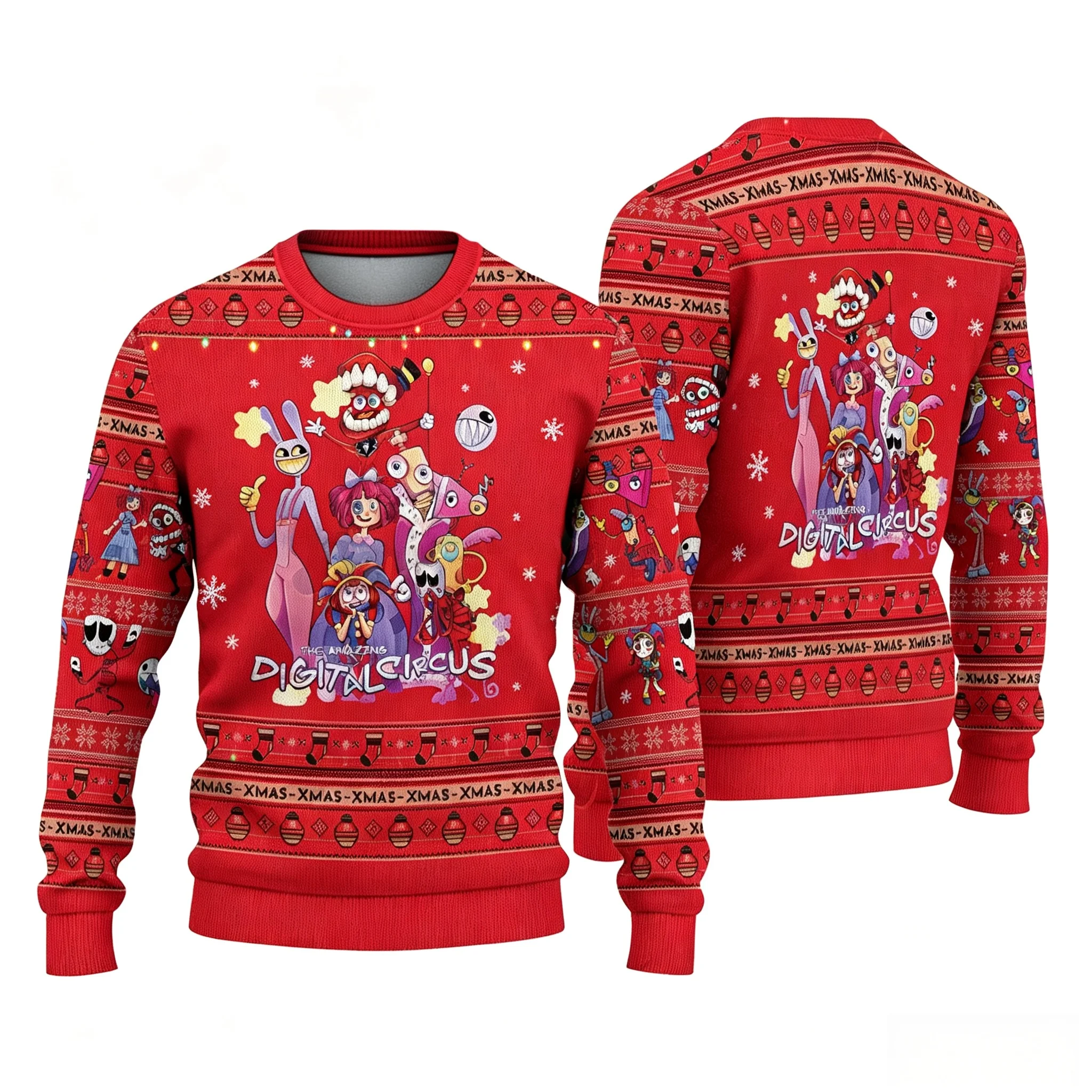 2026 The Amazing Digital Circus 3D Christmas Style Ugly Sweater Men Kids Adult Round-neck Sweatshirt Family Matching Clothing
