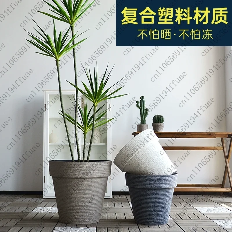 

Plastic Flower Pot Large Household Indoor Living Room Outdoor Courtyard Wealth Tree Potted Balcony Simple