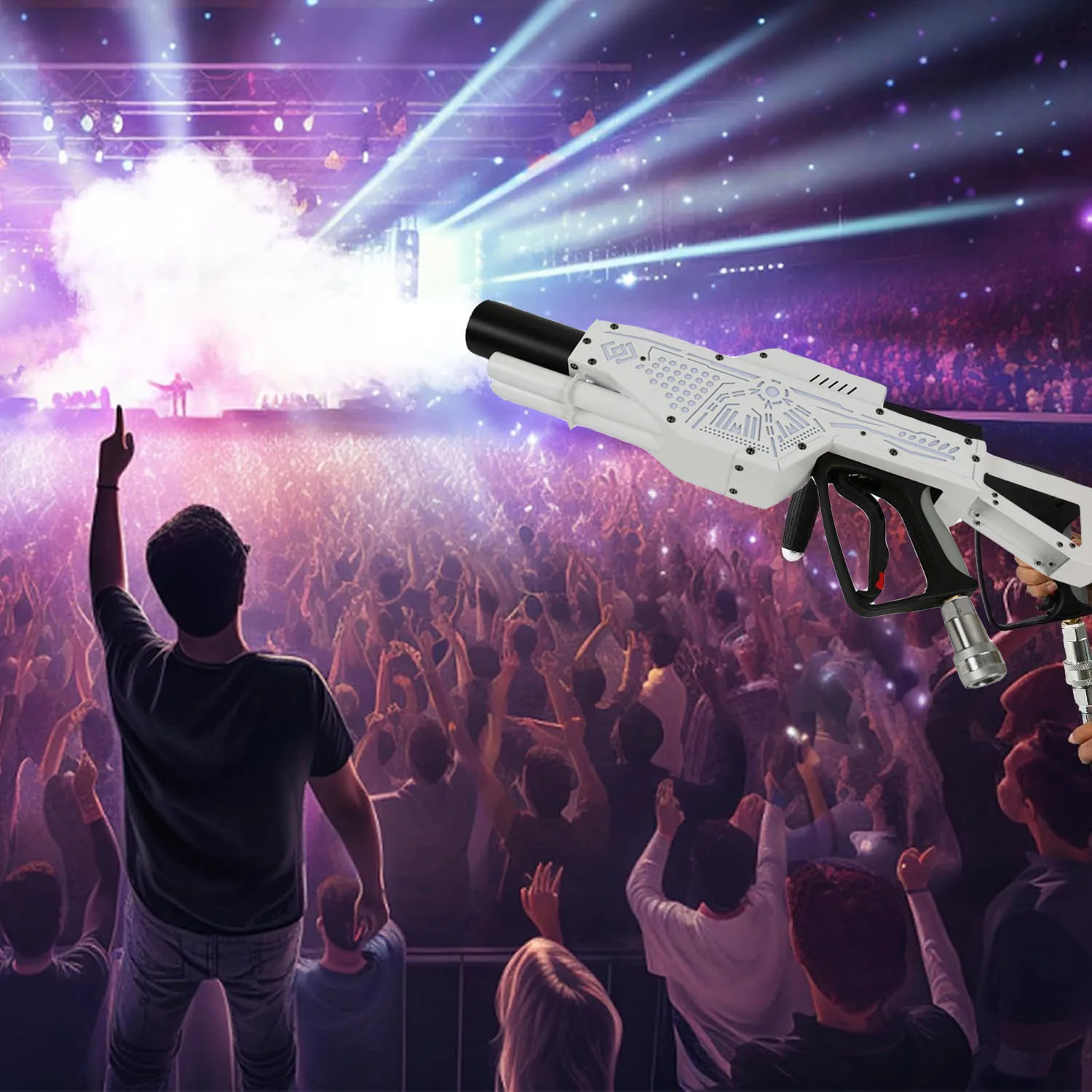 

2025 New RGB LED CO2 Jet Gun Handheld Fog Gas Shoot Cannon Stage Special Effect Machine for DJ Bar Wedding Party Live Show