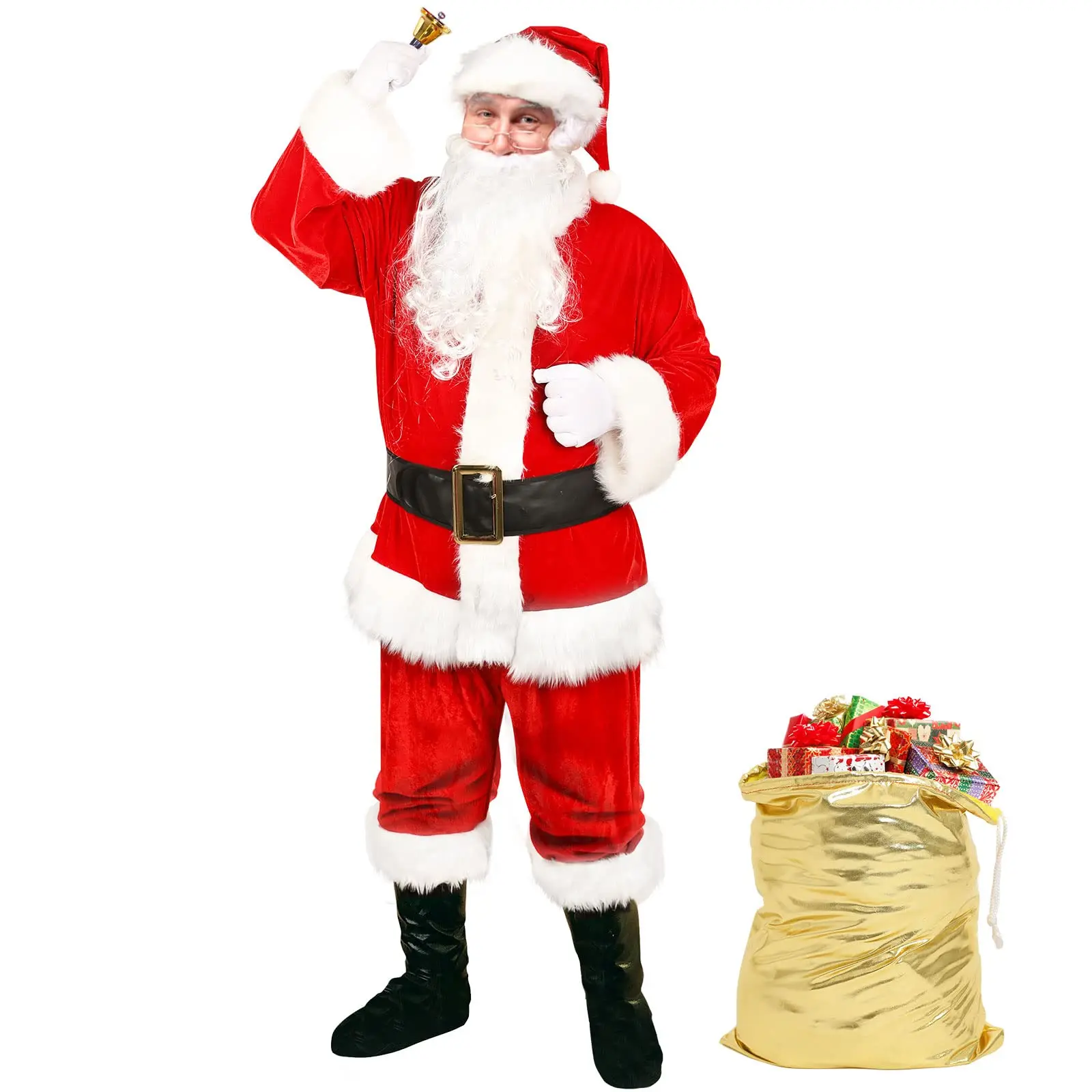 Santa Suit Men's Santa Claus Costume 10pcs Christmas Santa Outfits for Adults Santa Costume Santa Coat Cosplay