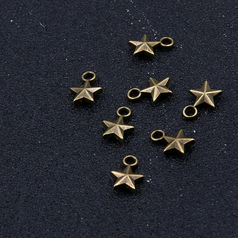 60PCS 8X11mm 2 Color  Double-sided  Charm Five-pointed Star Metal Alloy Pendants For DIY Jewelry  Making Handmade Craft