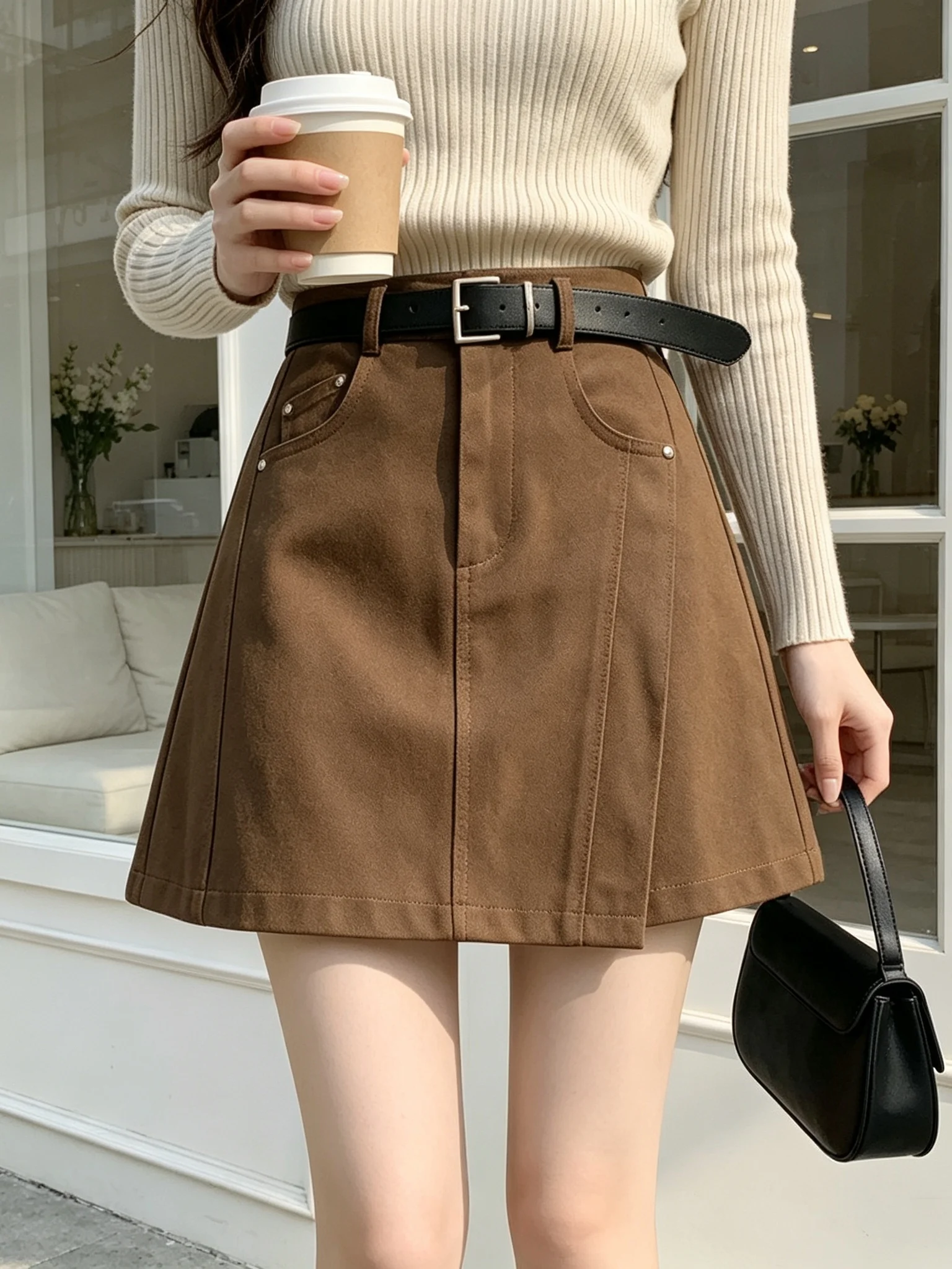 Spring Autumn 2026 New Style Casual A-Line  Skirt High Waist Polyester Fiber Standard Fit Ladies Commute Fashion Skirt
