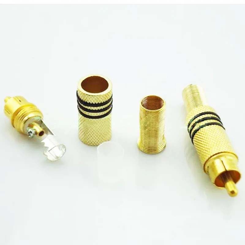 1/2/5/10pcs RCA Male Plug Connector Non Solder Gold Plated Red+Black Audio Cable Adapter for Video Camera CCTV Camera Security