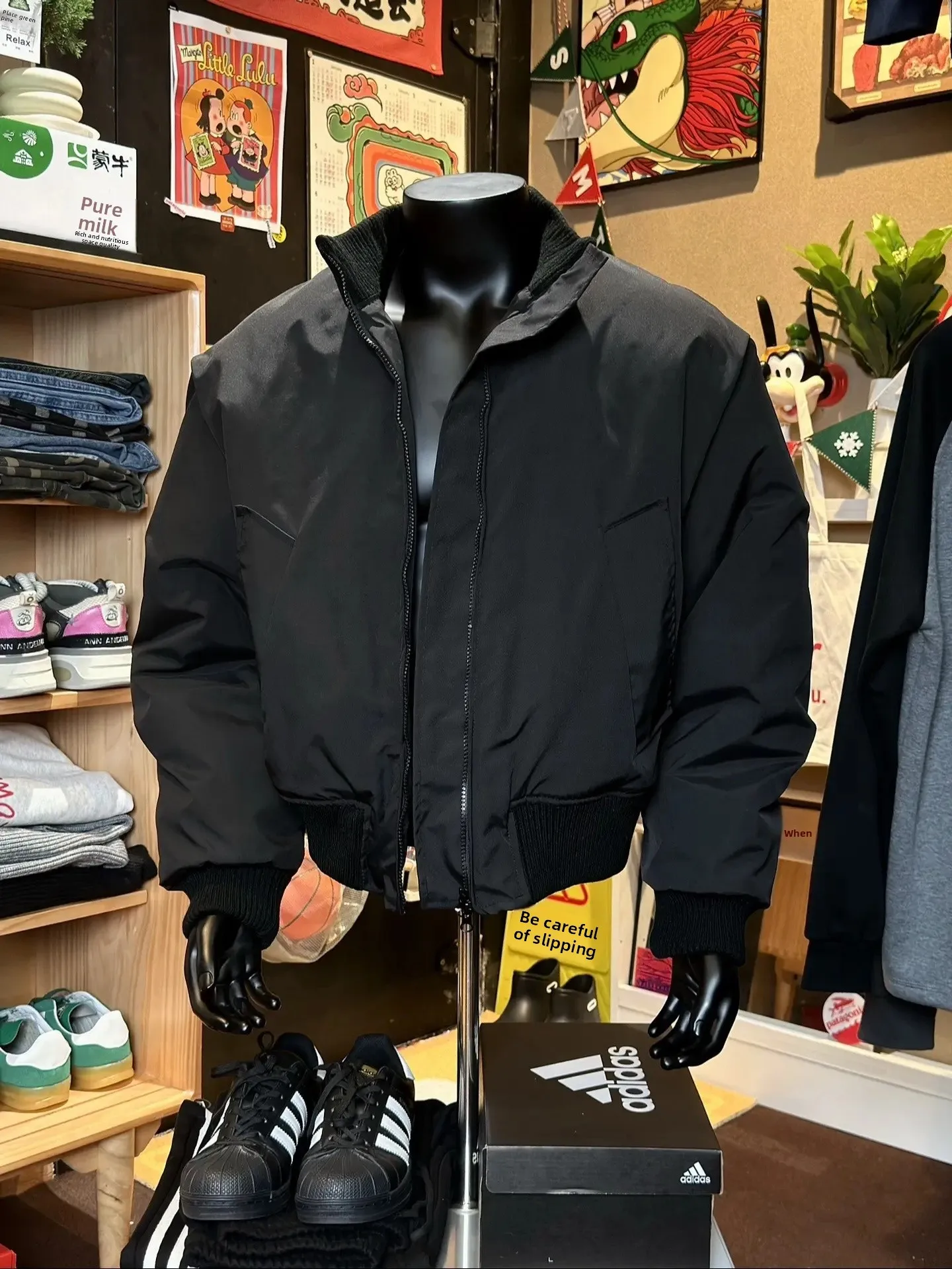 

Мужская зимняя куртка-бомбер American Style с хлопковым наполнителем, утепленная флисом, с воротником-стойкой, из хлопка