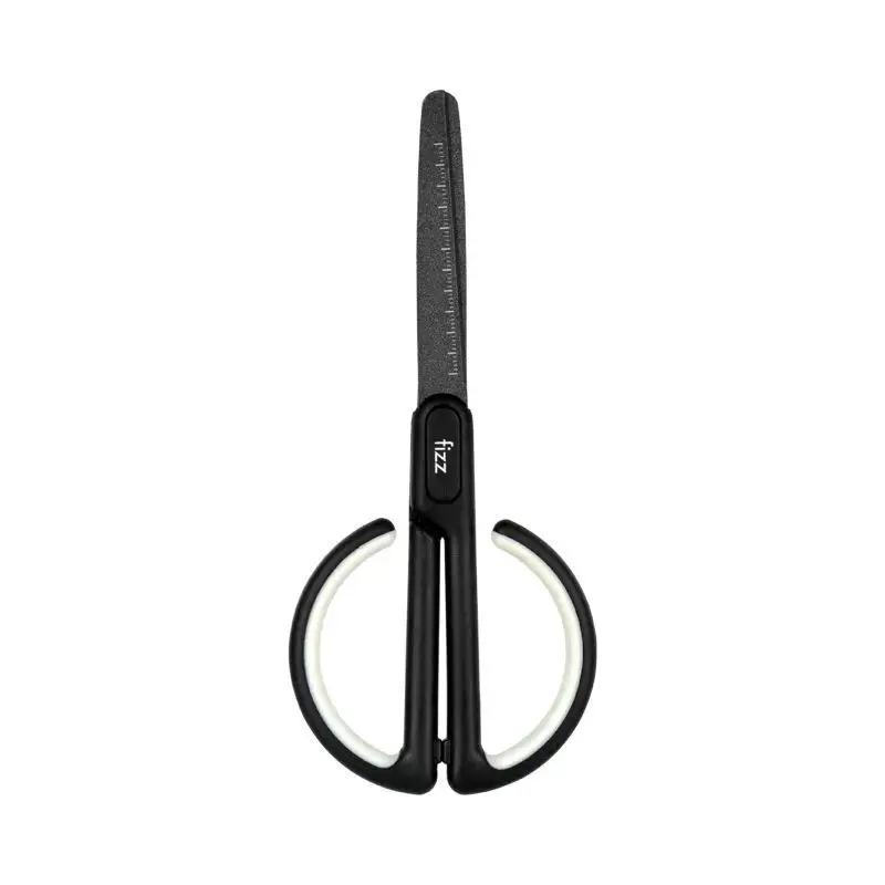 Fizz Teflon Scissors Scale Mark Safe Rounded Cutter Head Fluorine Coating Process Office Stationery Scissors Art Scissors