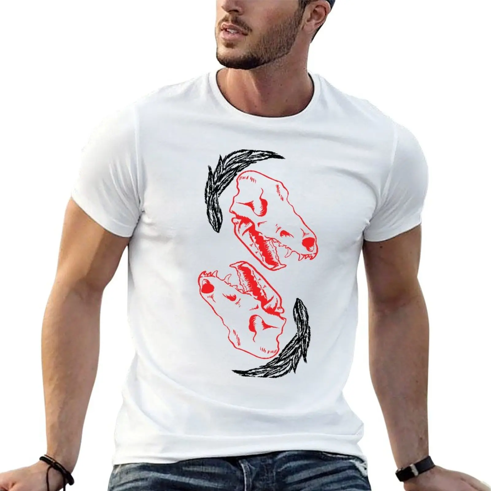 Wolf Skulls T-Shirt Basic Breathable Solid Color T-Shirt