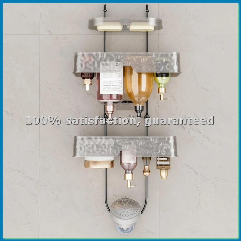 Bathroom Shower Organizer, Hanging Shower Organizer, Three Tier with Soap Holder, Overhead Shower Organizer,-A51M
