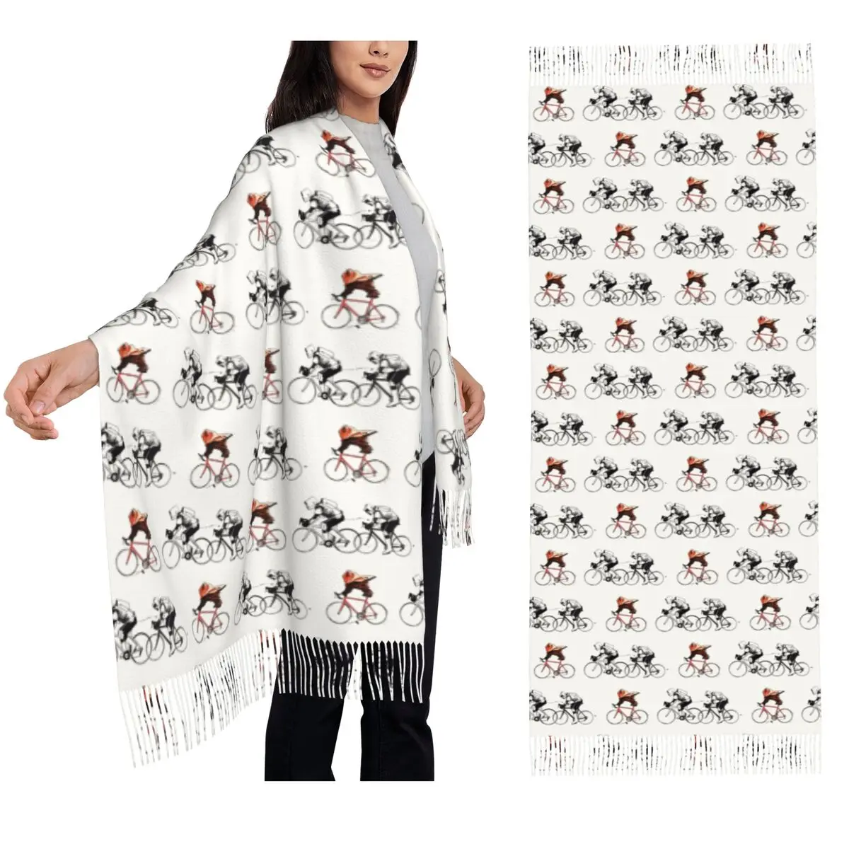 

Ewok Bicycle Chase Classic Scarf Tassel Scarves Women Soft Warm Shawls and Wraps Long Fall Winter Shawl Wrap