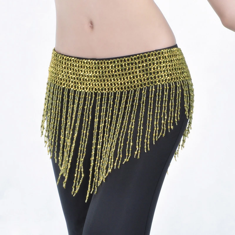 

BellyDance Waistband Hip Scarf 3 Color Hand-Beaded Elastic Belly Dance Bling Belt Indian Dress Accessories