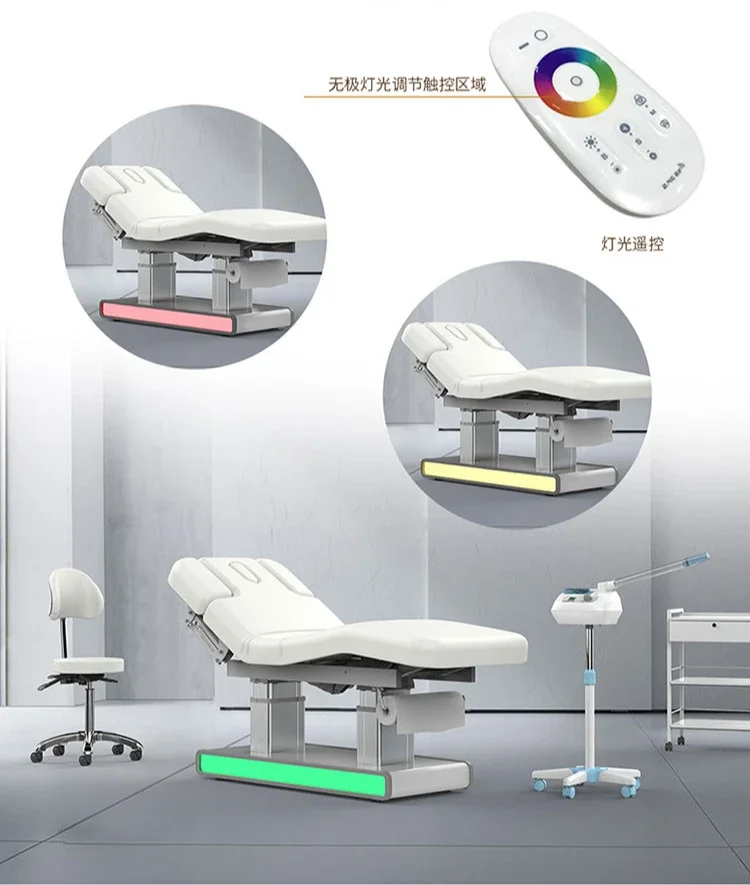 X35 High-End Club Facial Bed Decoração Статуэтки Из Дерева Four-Motor Electric Massage Spa Facial Bed