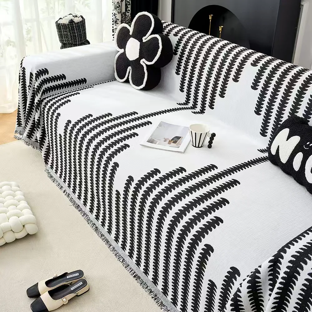 Shenier Soft Blanket Simple and Elegant One-Piece Design Sofa Blanket Suitable for All Seasons Comes with Complete Sofa Cover