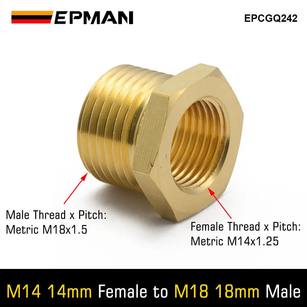 EPMAN Spark Plug Thread Adaptors 18mm down to 14mm Brass Adapter (M14 & M18) EPCGQ242