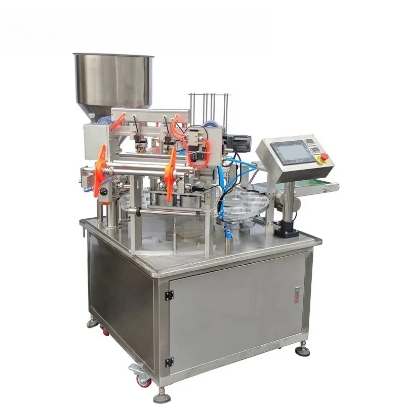 Automatic Pneumatic High Productivity Paper Bubble Tea Boba Cup Filling Heat Sealing Machine for Beverage - view 3