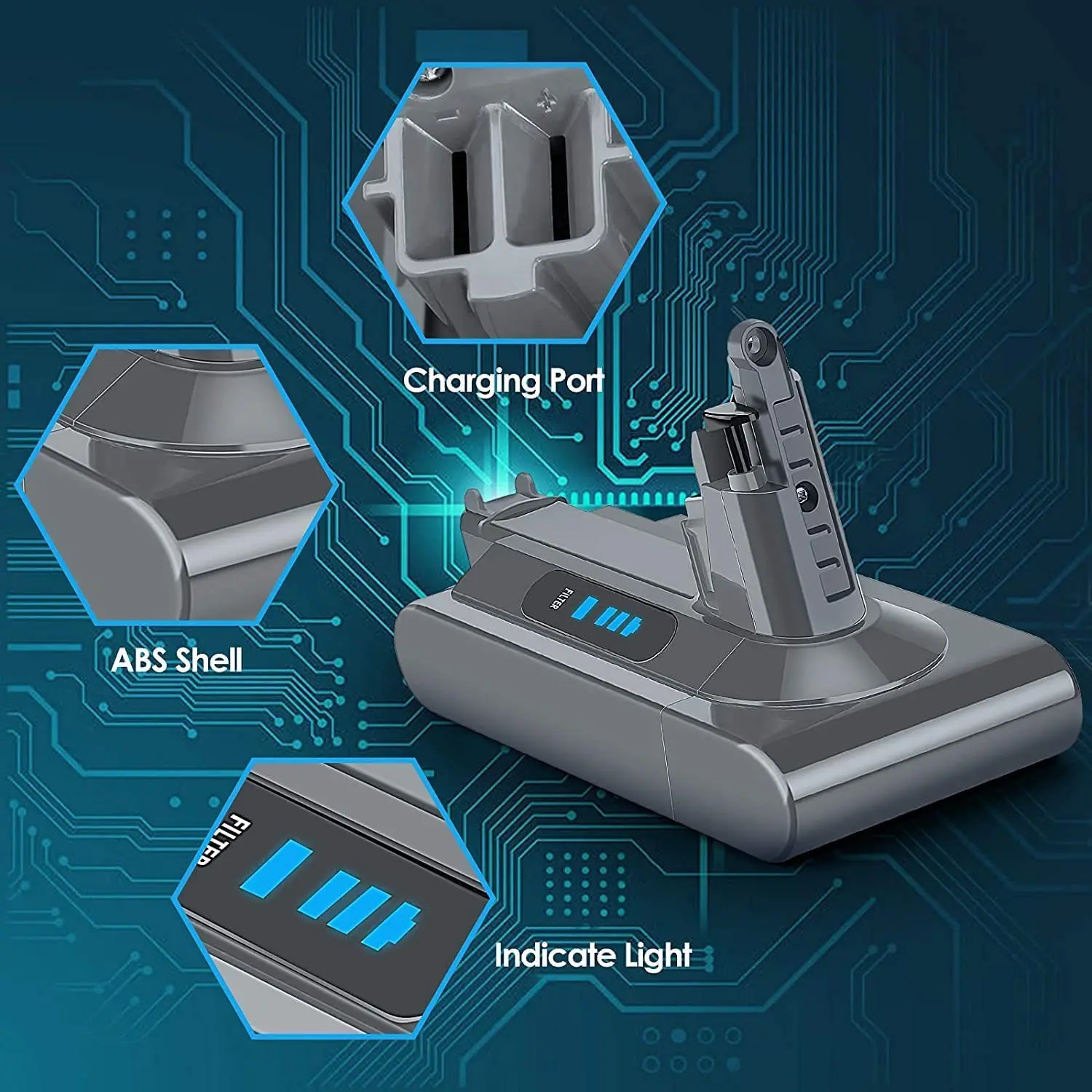 V10 Battery Replacement for Dyson 5000mAh 25.2V V10 Battery Compatible with Dyson V10 Animal V10 Absolute