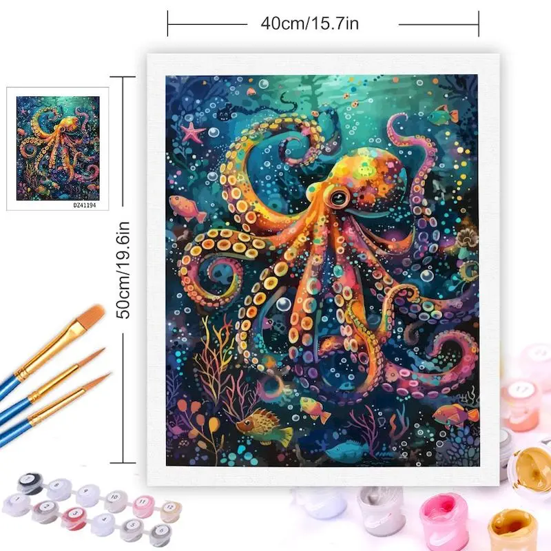 GATYZTORY DIY Painting By Numbers Octopus Acrylic Paints set Wall Art Drawing On Canvas Gift Pictures By Number Kits Home Decor