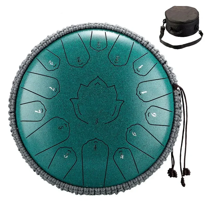Hluru Steel Tongue Drum Glucophone 13 Inch 15 Notes C Tone Music Drum Ethereal Drum Percussion Musical Instruments Steel Drum