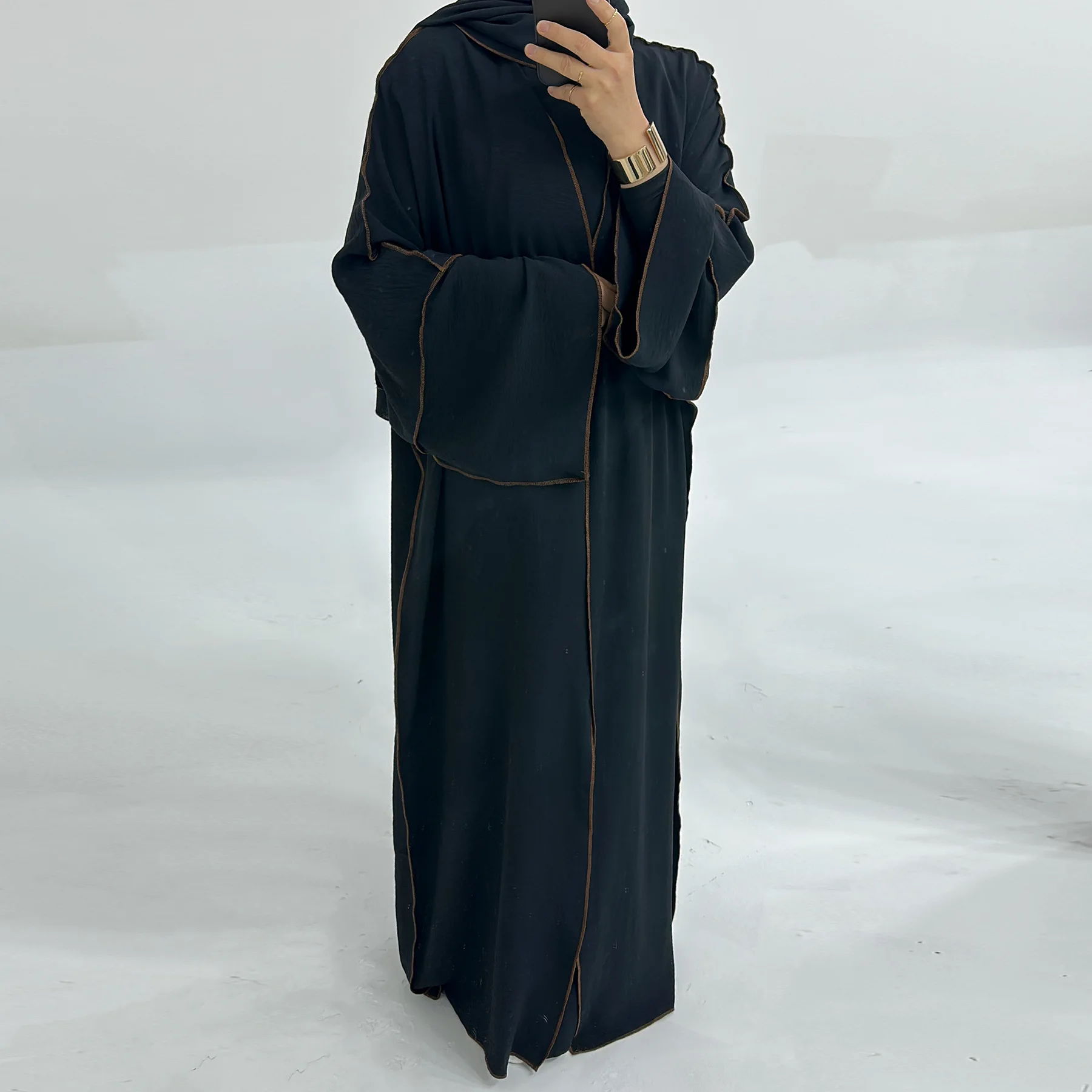 2024 New EID Modest Abaya Muslim Dress Dubai Kaftan Muslim Clothing Femmes Robe Musulmane Muslim Arab Women 2 Piece Aabay Set