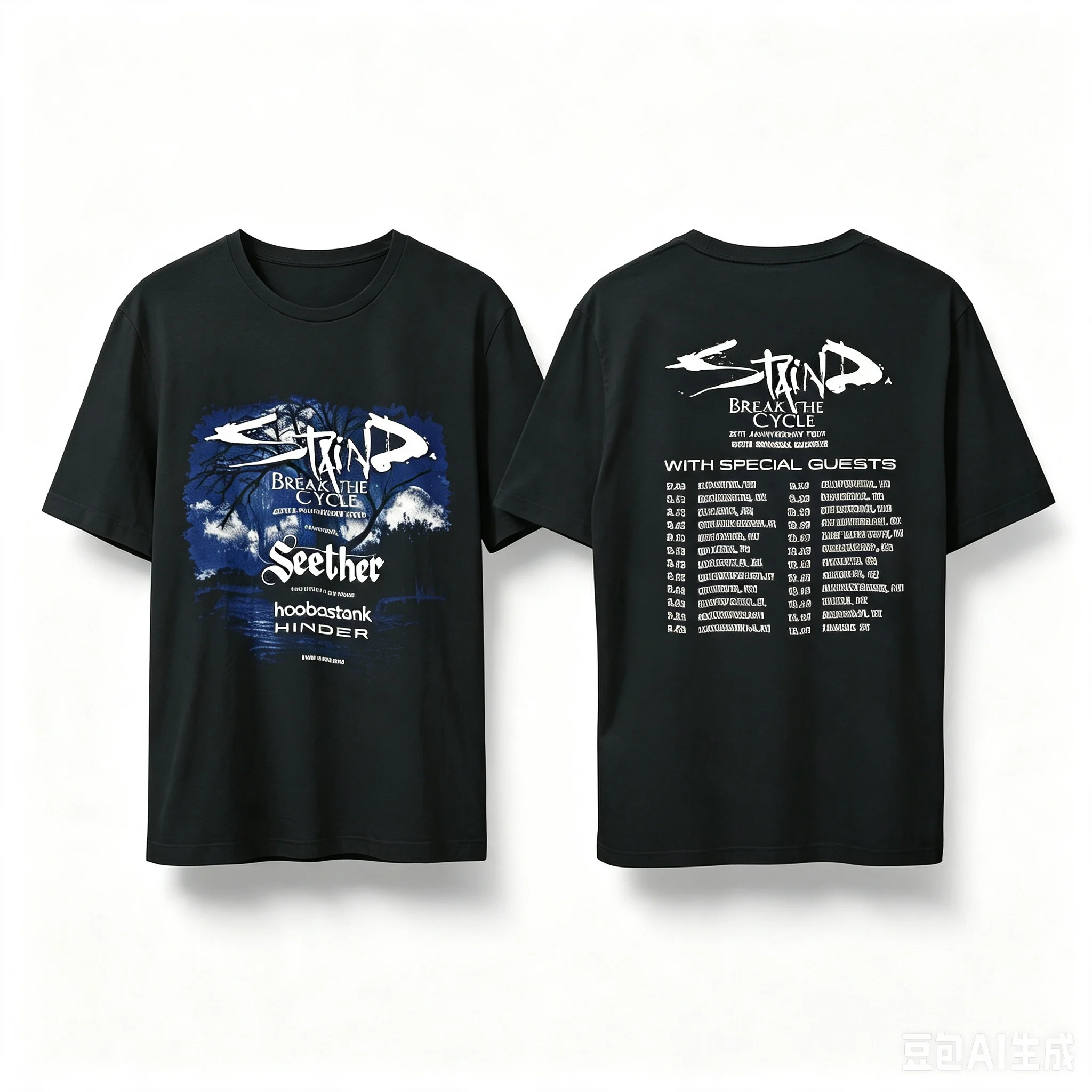 1pc Staind Break The Cycle Tour 25th Anniversary Cotton T shirt Unisex Men Women Kids Summer Streetwear Casual Short Sleeve Tops