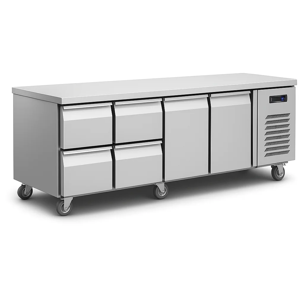 Stainless Steel Freezer Salad Counter Chiller Commercial Kitchen 2 Door Drawer Pizza Preparation Workbench Refrigerator