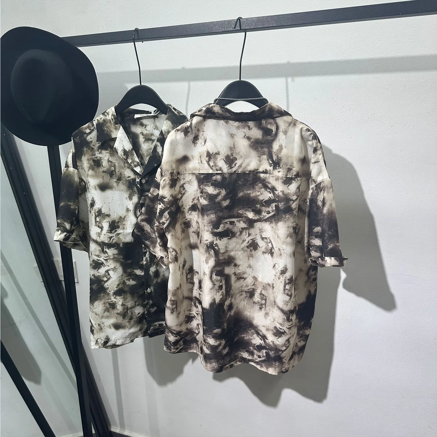 Fashionable Retro Vacation Style Cuban Collar Short-Sleeved Shirt Men's Summer Thin Tie-Dyed Loose Trendy Casual