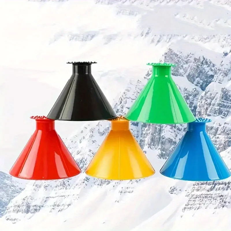 1 قطعة السيارات الجليد كشط قمع الشتاء السيارات سيارة ماجيك نافذة الزجاج الأمامي مكشطة الجليد على شكل قمع دييسر مخروط أداة كشط الثلوج #3