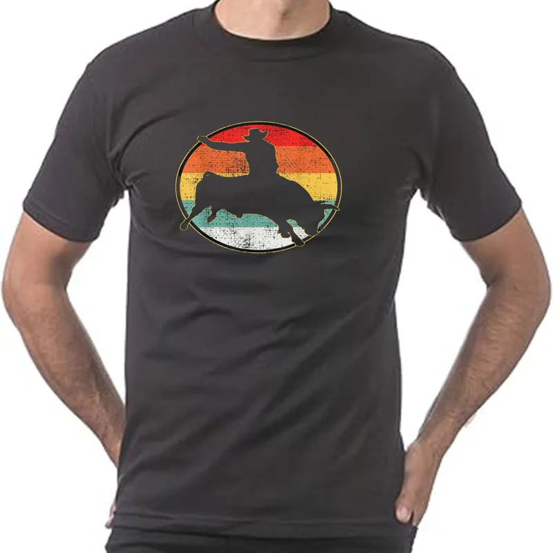 Bull Riding T-Shirts Cowboy Tshirt Western Tee Matador T-Shirt Funny Tops Street Fashion Men's Shirt Short Sleeve Design
