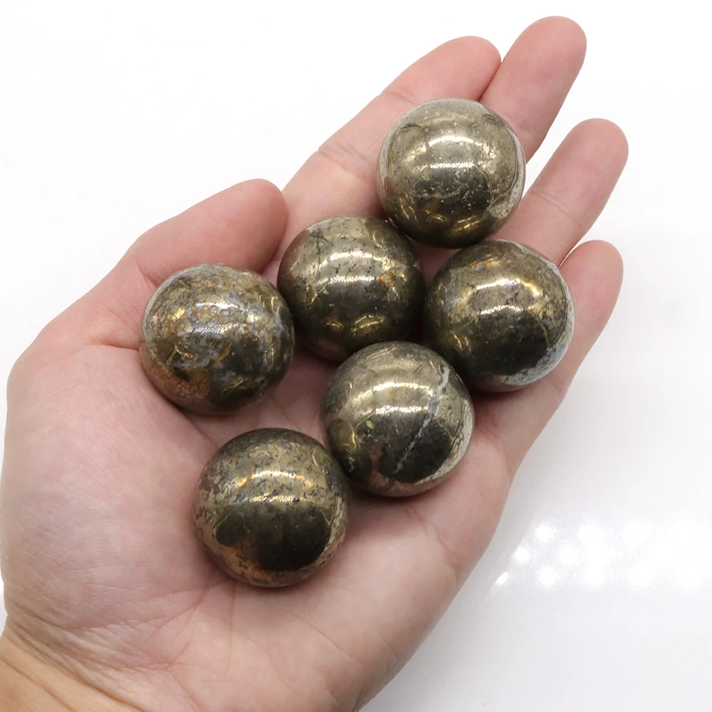 

5PC 30MM Ball Shaped Natural Iron Pyrite Crystals Gemstone Home Decor Healing Stones Magic Craft Globe Massaging Gift