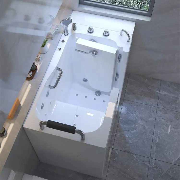 Walk in Tub Shower Combo Hydromassage Whirlpool Bathtub with Door Safety Walk in Tub