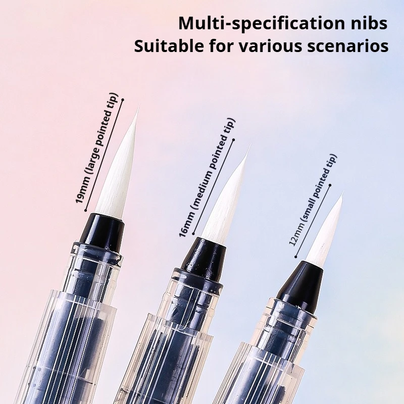 Soft Nylon Water Ink Storage Brush Pen Set 3/6Pcs Refillable Water Color Brush Pens for Calligraphy Watercolor Painting Drawing