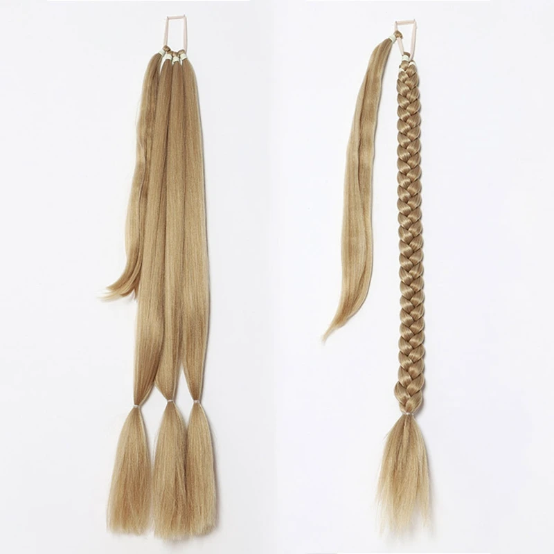 Extensões de cabelo rabo de cavalo para mulheres, trança DIY, reta longa, envoltório macio, penteados sintéticos