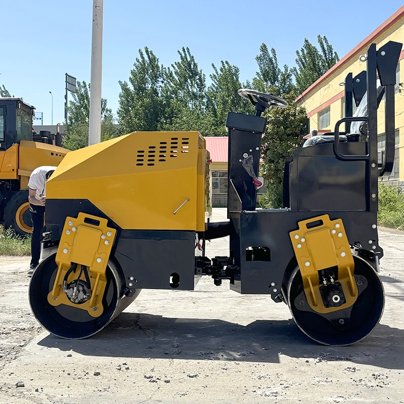 آلات البناء أسطوانة الطريق أسفلت صغير طبلة مزدوجة ضاغط التربة الأسطوانة الاهتزازية 1.3 طن أسطوانة الطريق الصغيرة