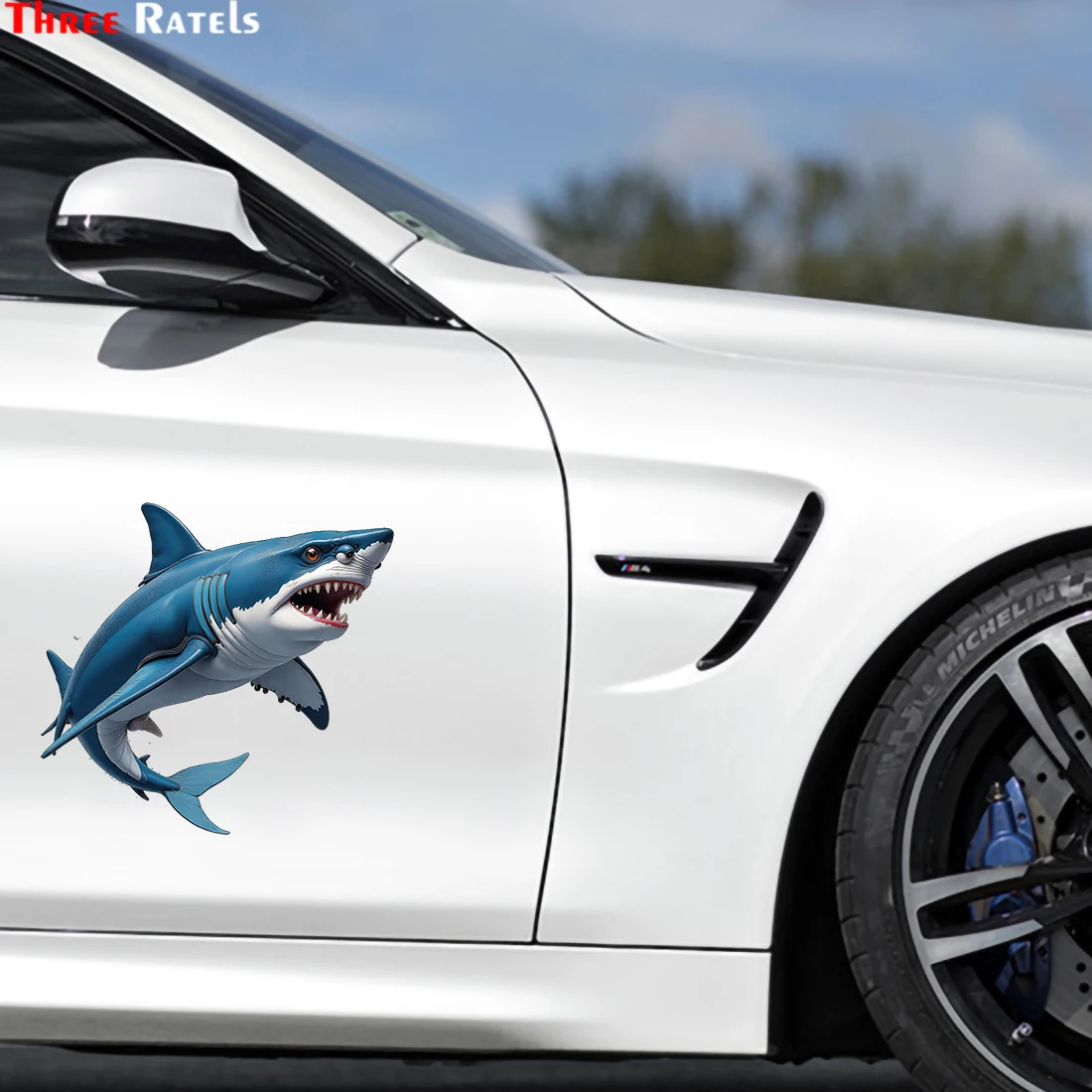 Three Ratels CF81 Fierce Shark Art Wall Stickers For home decoration Personalized car decals