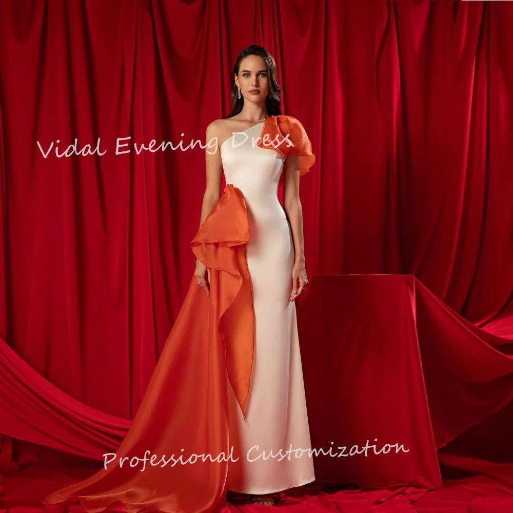 Vindal Evening dresses Crepe Sleeveless One-shoulder A-line Plain Floor-Length Fantastic Modern-style High-Quality For Woman