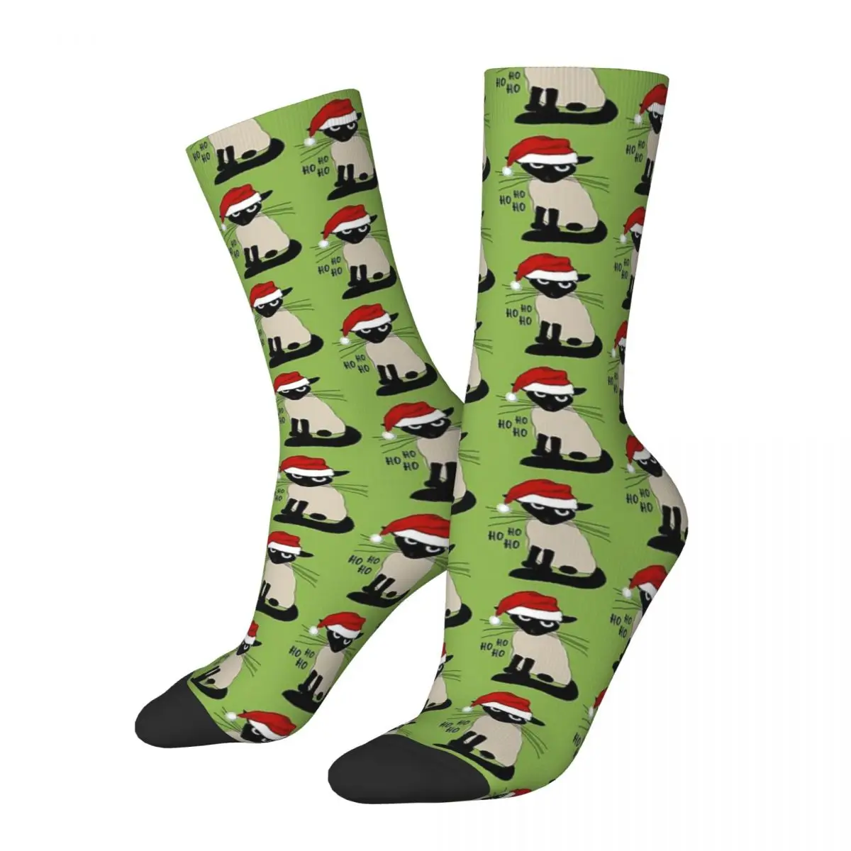 Siamese Santa Humorous Christmas Holiday Kitty Cat Socks High Quality Stockings All Season Long Socks Unisex Birthday Present