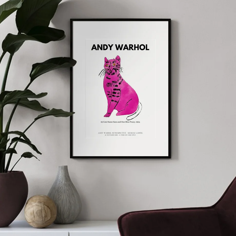 Andy Warhol-pintura en lienzo de gato abstracto para pared, carteles nórdicos e impresiones, imagen de pared moderna para decoración del hogar y sala de estar
