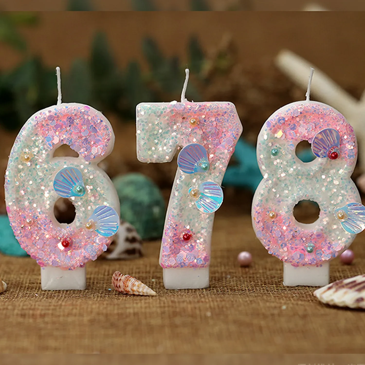 

Shell Birthday Number Candle More Shells Pearls Birthday Number Candle for Birthday Wedding Anniversary Mermaid Themed Party